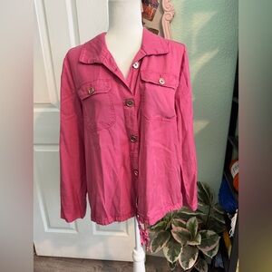 Chico's Bright Pink Button-Front Utility Jacket